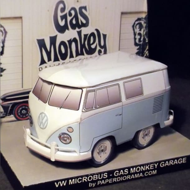 Бумажная модель Автомобиль Volkswagen Transporter T1 Gas Monkey Garage 1966