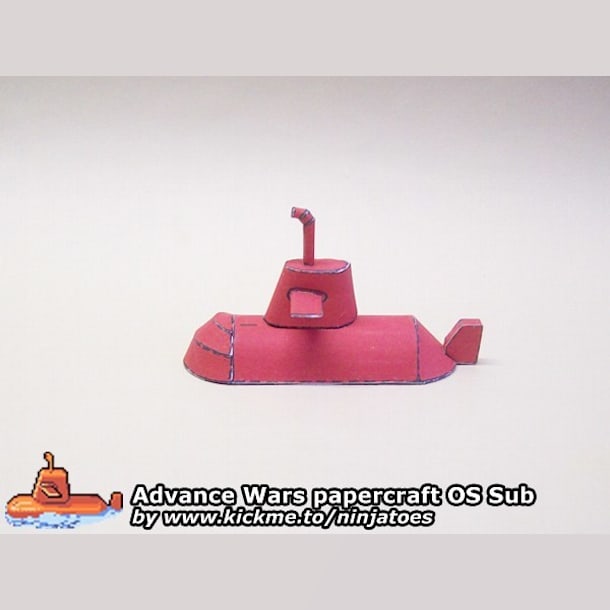 Бумажная модель Подводная лодка Orange Star Sub (Advance Wars)