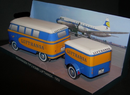 Автомобиль Volkswagen Transporter T1 Kombi Lufthansa 1959 и трейлер Westfalia Bremen
