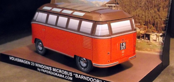 Бумажная модель Автомобиль Volkswagen Transporter T1 Bardoor