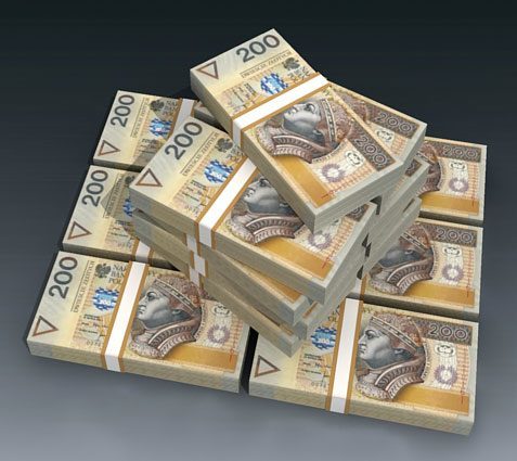 Пачка купюр 200 польских злотых