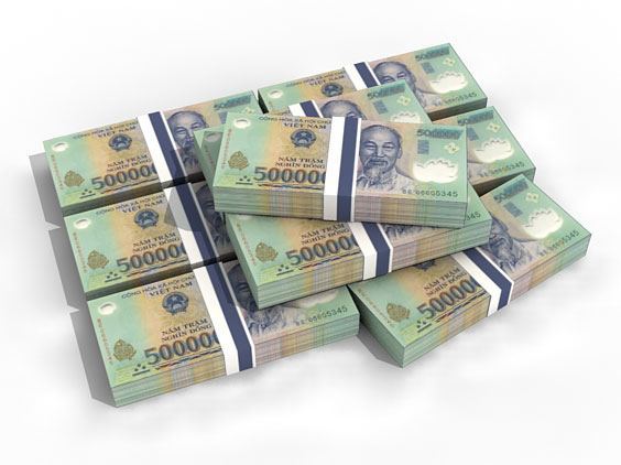 Пачка купюр 50000 вьетнамских донгов
