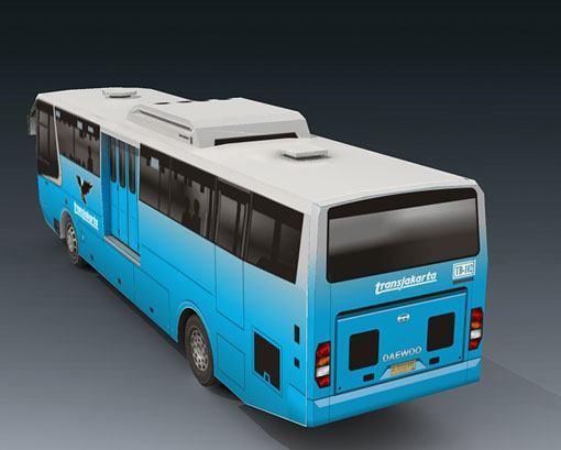 Бумажная модель Автобус TransJakarta (синий)