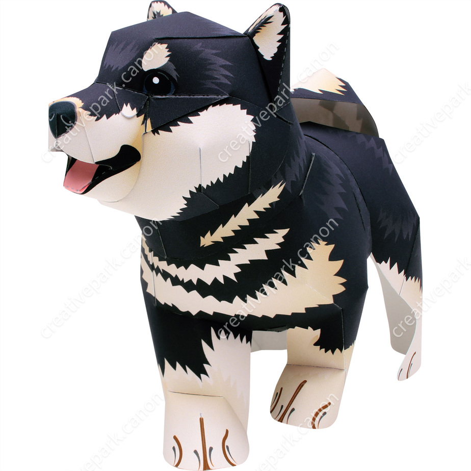 Бумажная модель Сиба-ину чёрно-подпалого окраса