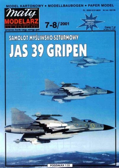 Maly Modelarz - 7-8/2001 - Истребитель-бомбардировщик Saab JAS 39 Gripen